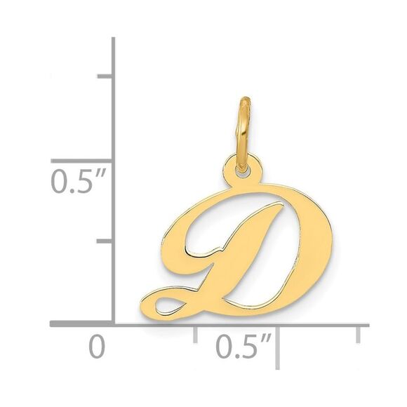 14k Yellow Gold, Ella Collection, Small Fancy Script Initial D Pendant - Picture 4 of 5